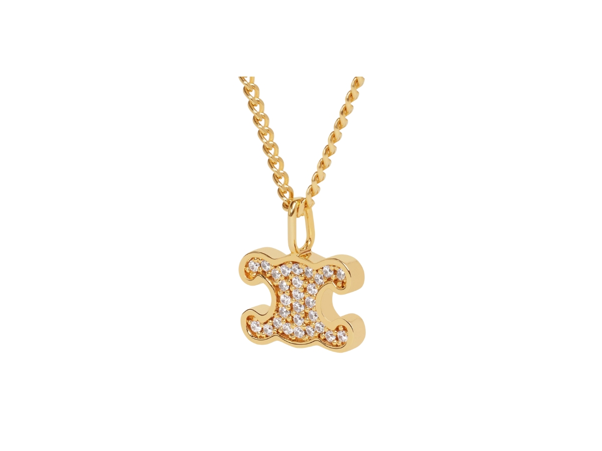 SASOM | Accessories Celine Triomphe Rhinestone Necklace In Brass With ...