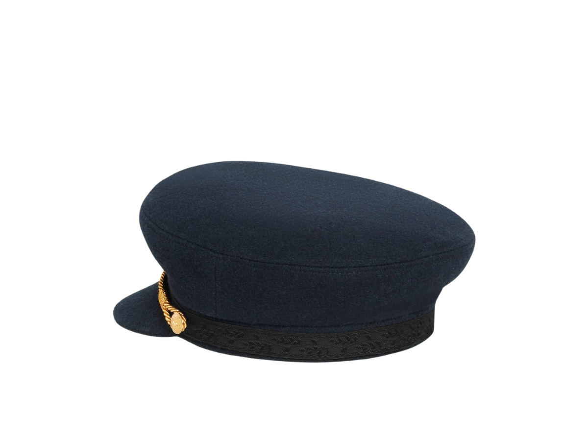 Celine Triomphe Sailor Cap In Wool Cloth Dark Navy display picture 3