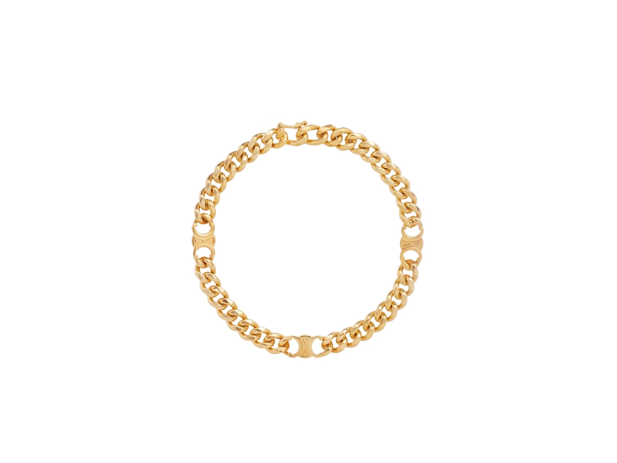 Celine Triomphe Small Gourmette Bracelet In Brass With Gold