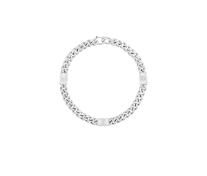 Celine Triomphe Asymmetric Cuff In Brass With Rhodium Finish