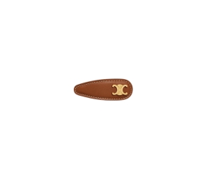 Celine Celine Vichy Ribbon Hair Clip in Wool, Brass with