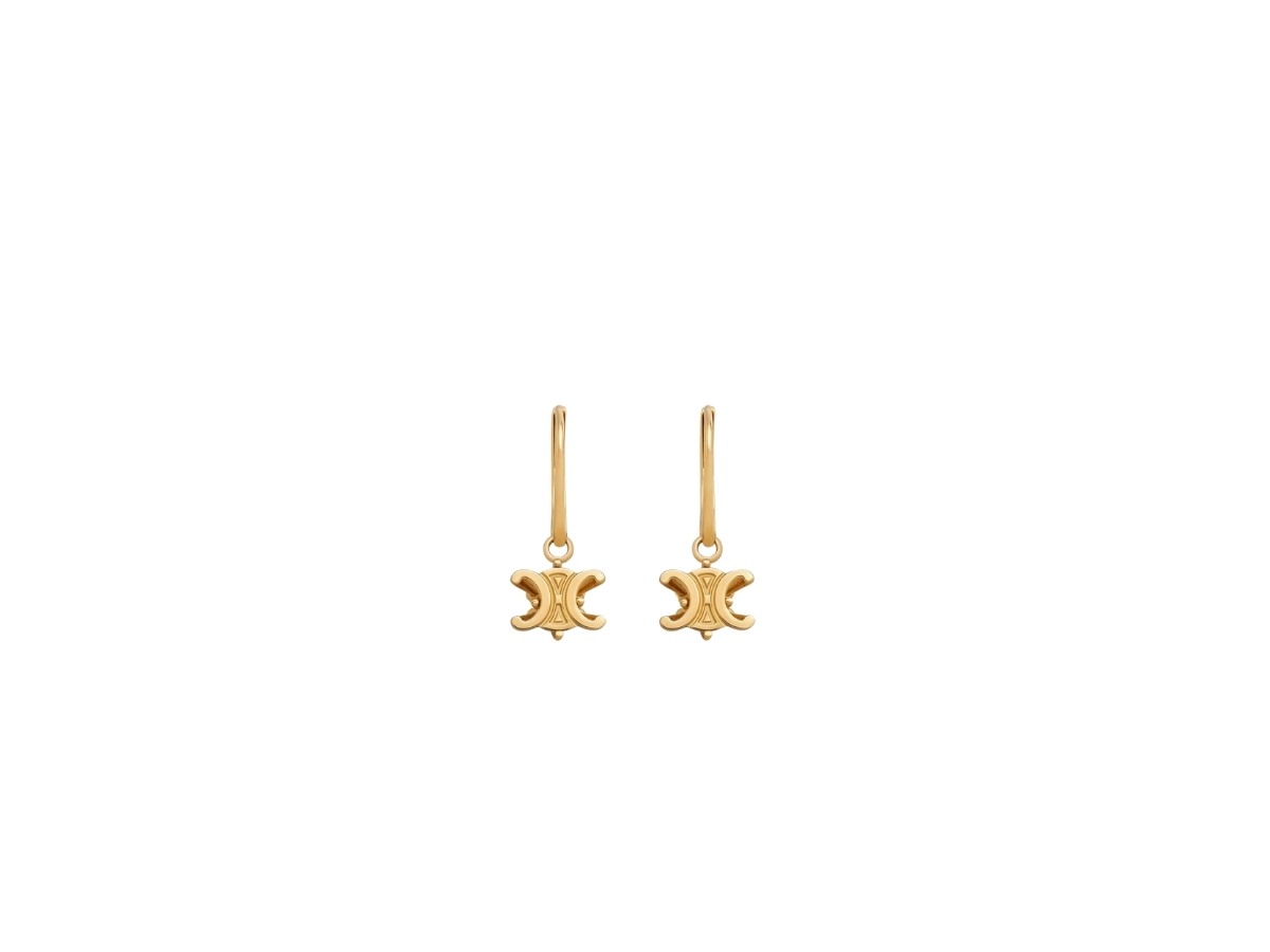 Celine Triomphe Solitaire Earrings In Brass With Gold Finish