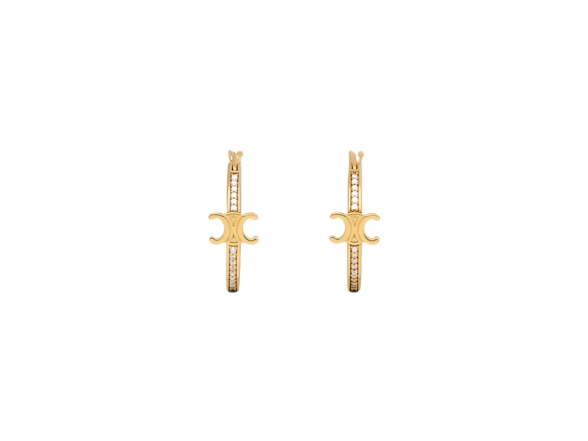 【国内発送】Triomphe Sparkle Hoops 楽天市場】CELINE セリーヌ Triomphe Sparkle Hoops Earrings