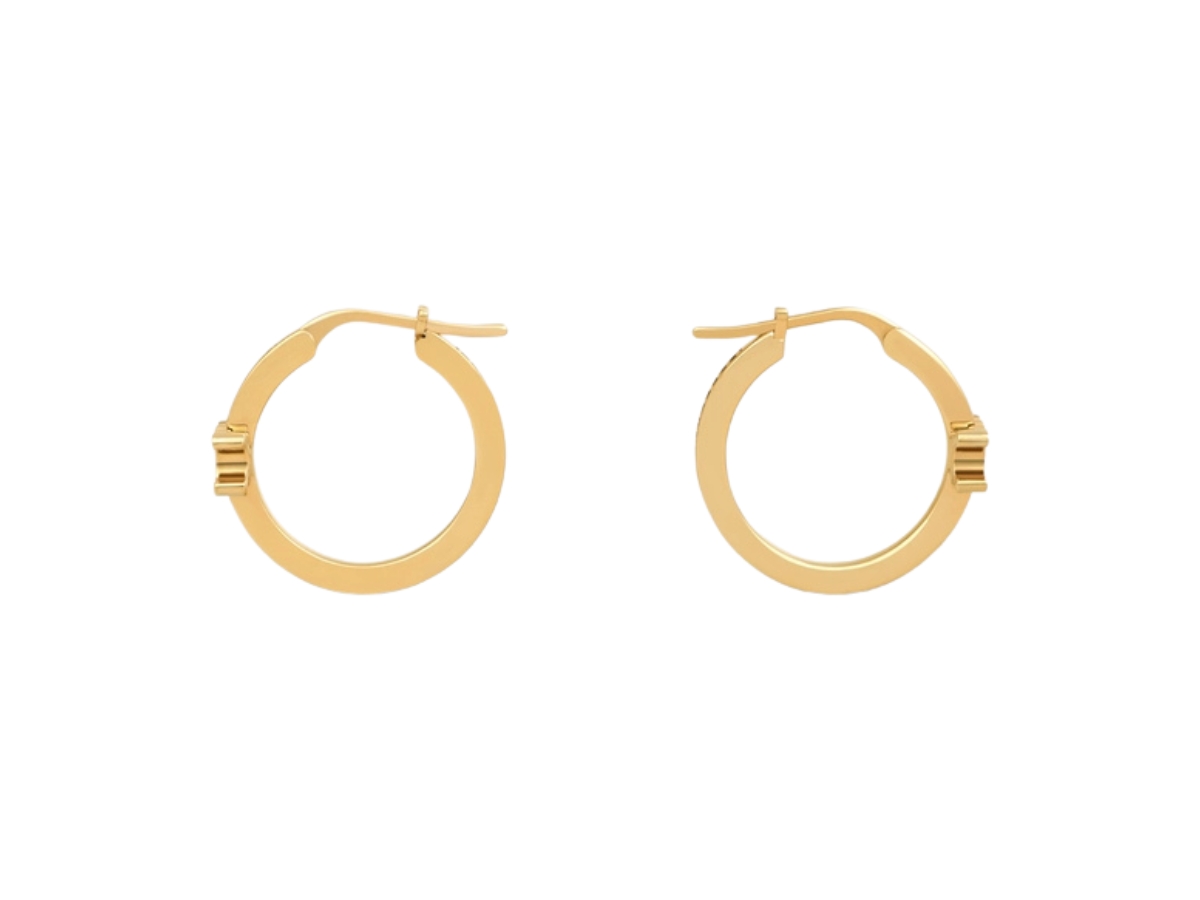 Celine Triomphe Sparkle Hoops In Strass And Brass With Gold