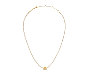 Celine Triomphe Sparkle Necklace In Brass With Gold Finish And Strass