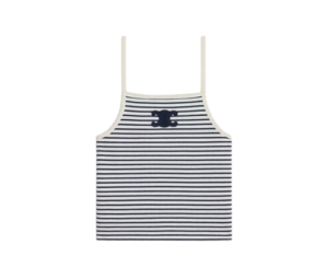 Celine Triomphe Tank Top In Striped Jersey Off White Navy