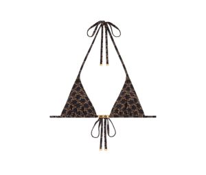 Celine Triomphe Triangle Top In Matte Monogram Jersey Toffee Brown