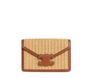 SMALL POUCH WITH STRAP CUIR TRIOMPHE IN RAFFIA EFFECT TEXTILE AND