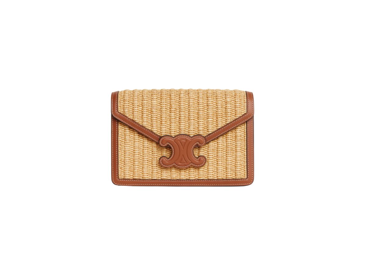 SMALL POUCH WITH STRAP CUIR TRIOMPHE IN RAFFIA EFFECT TEXTILE AND