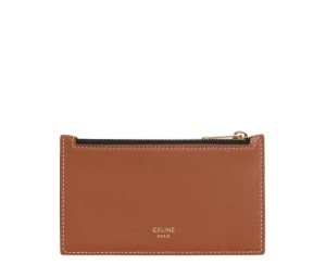 ZIPPED CARD HOLDER IN TRIOMPHE CANVAS AND LAMBSKIN - TAN