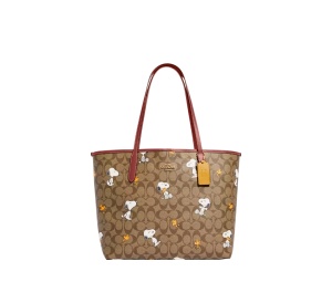 Buy Coach X Peanuts City Tote Bag In Signature Canvas With Snoopy Woodstock Print Khaki at Sasom – Authentic and Ready to Ship