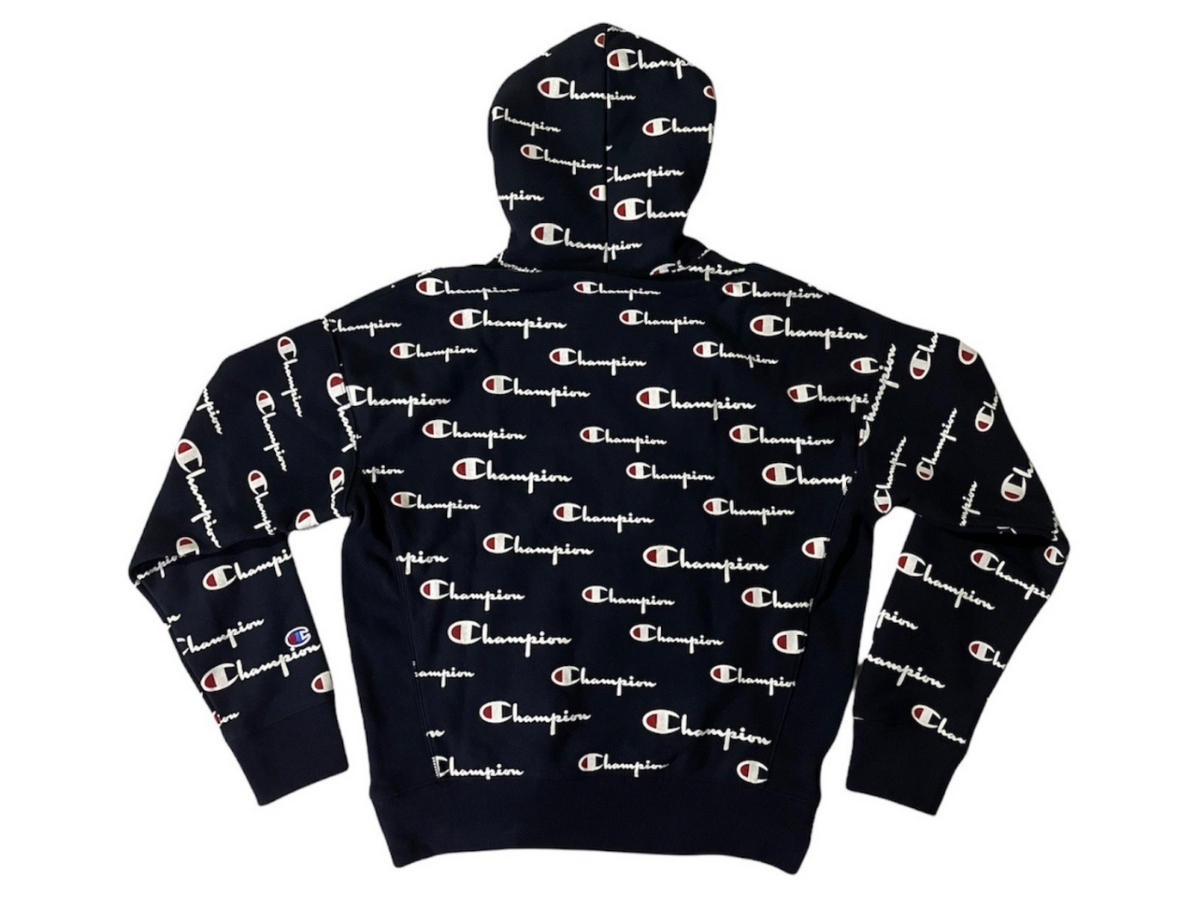 Champion logo deals print hoodie