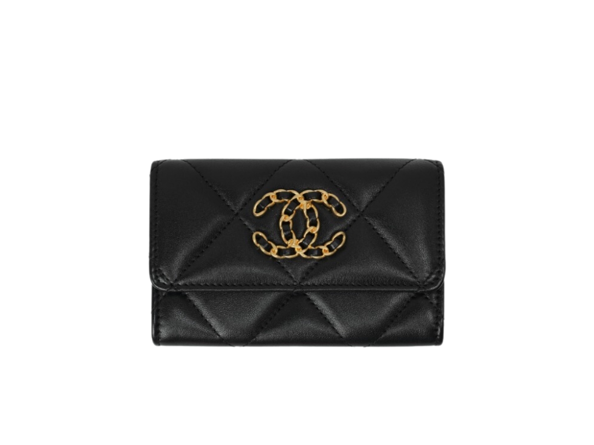 SASOM  bags Chanel 19 Flap Card Holder In Lambskin With Gold-Tone