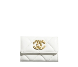SASOM  bags Chanel 19 Flap Card Holder In Shiny Lambskin With