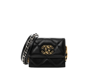 Buy Chanel 19 Flap Coin Purse With Chain In Lambskin Leather Black at Sasom – Authentic and Ready to Ship