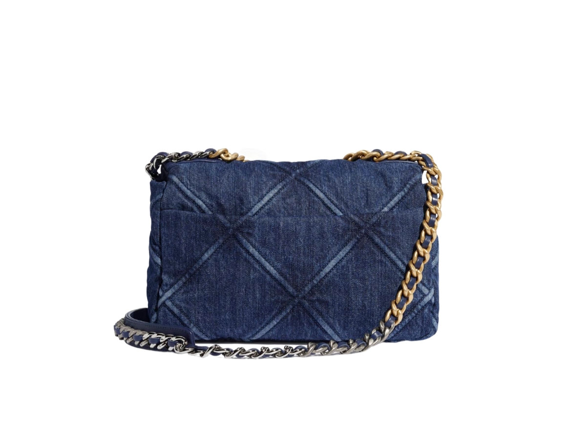 SASOM  bags Chanel 19 Handbag Denim Quilted Medium Flap Blue