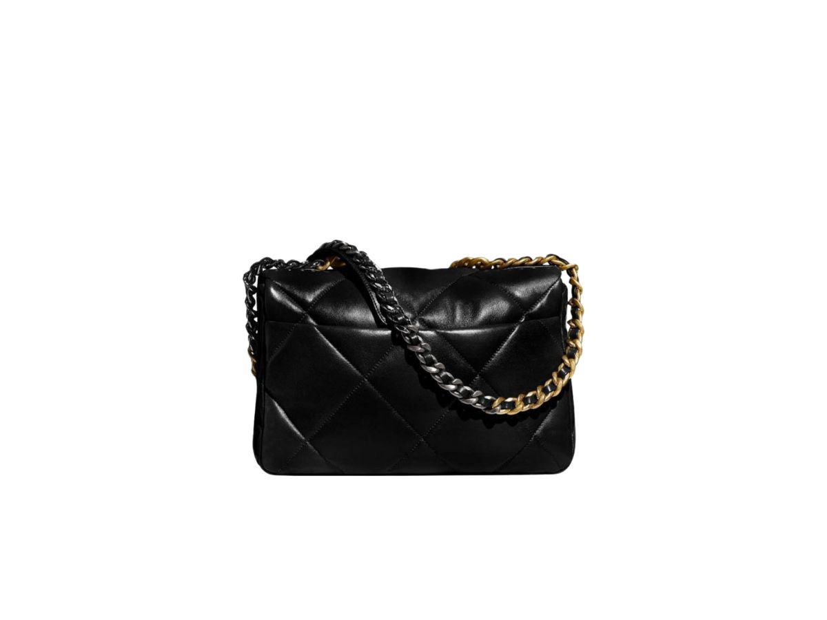 Chanel 19 Handbag Black Goatskin in Goatskin with Gold/Ruthenium