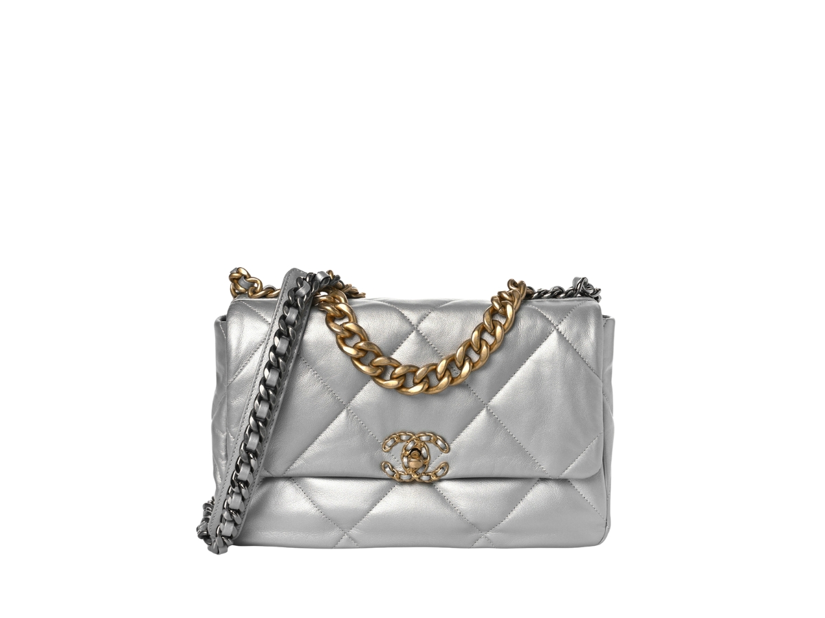 SASOM  bags Chanel 19 Small Flap Bag In Metallic Leather With Gold-Silver  Tone And Ruthenium-Finish Metal Grey Check the latest price now!