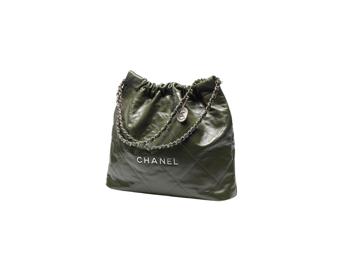 SASOM  Chanel 22 Handbag Calfskin Khaki Silver-Tone Metal