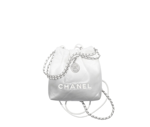 Chanel 22 Mini Handbag In Metallic Shaded Calfskin With Silver-Tone Metal White-Silver