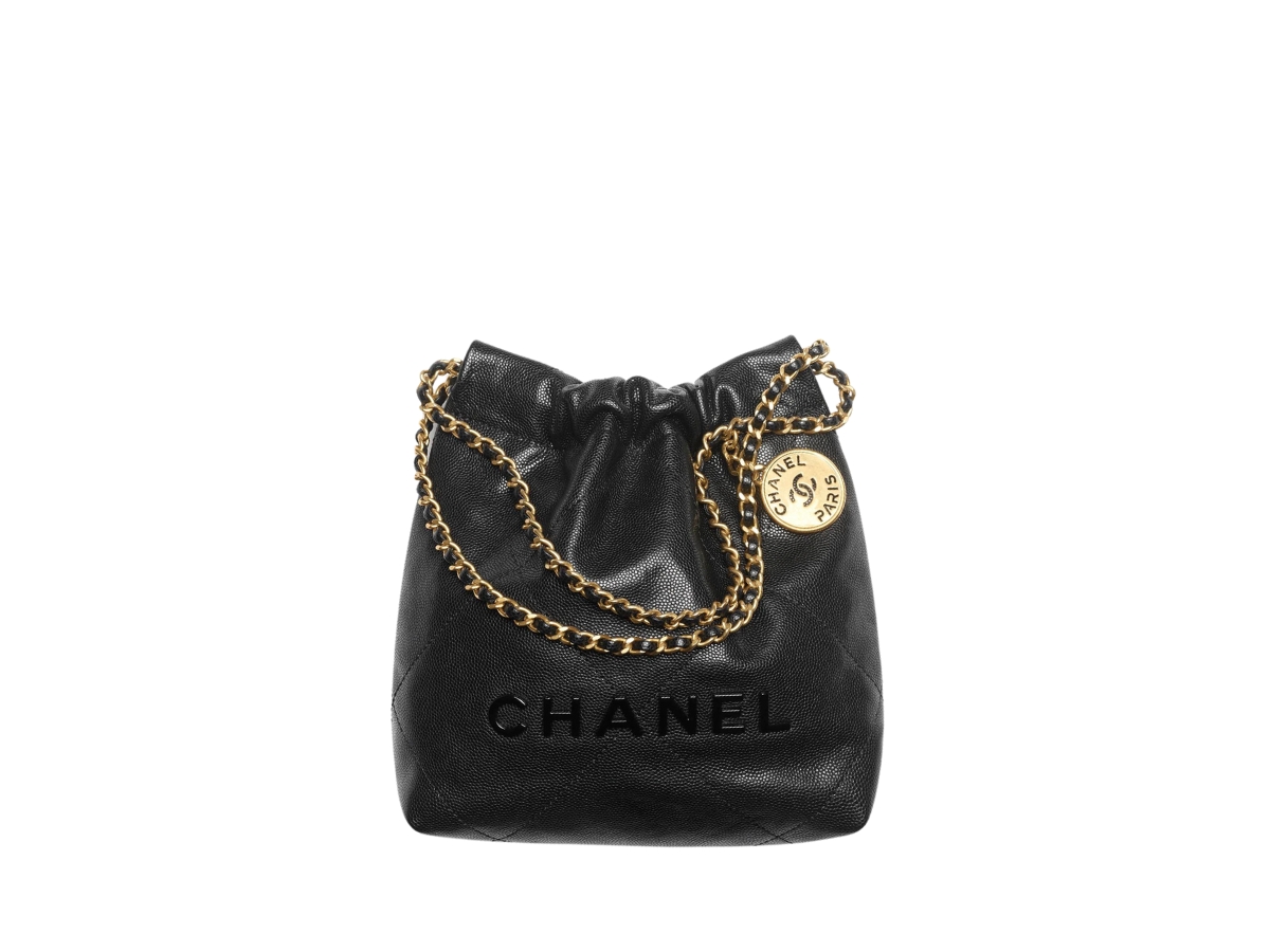 Chanel 22 mini handbag, Shiny grained calfskin, gold-tone