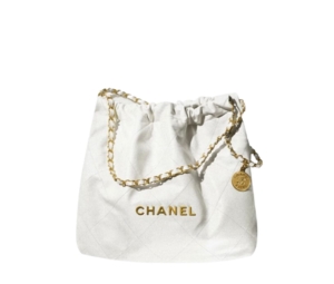 Chanel 22 Small Handbag Calfskin White Gold-Tone Metal