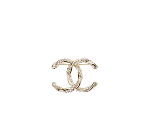 Chanel Brooch In Metal-Diamantés With Gold-Crystal Hardware