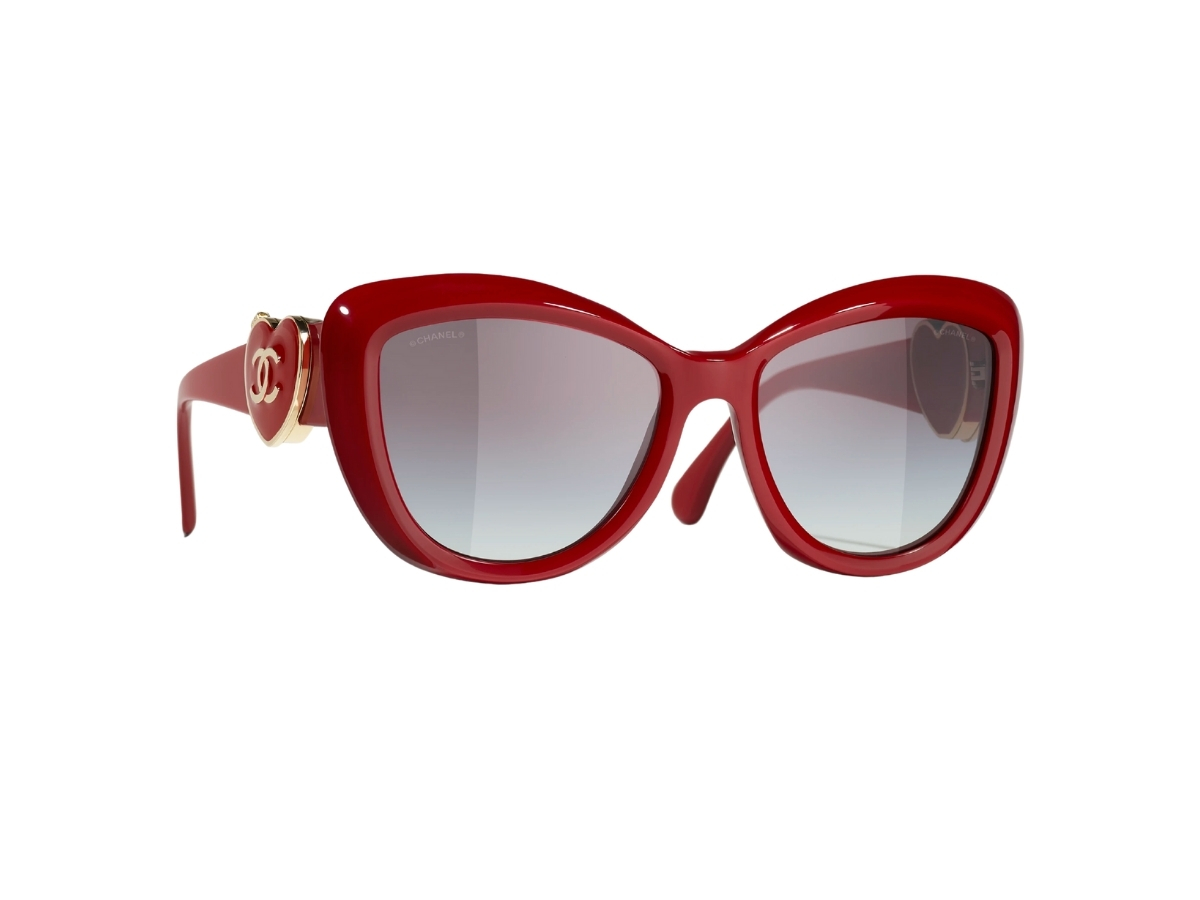 Chanel Butterfly Sunglasses In Red Acetate Frame-Red Heart 