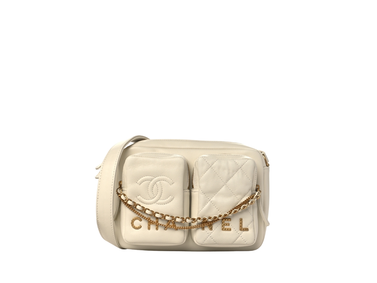 SASOM กระเป๋า Chanel Camera Bag In Calfskin With Gold Metal Hardware