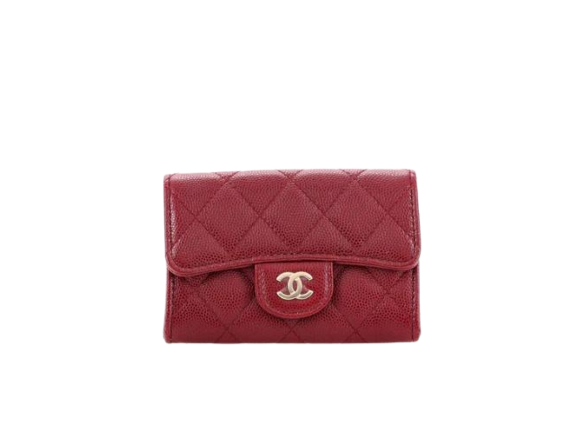 CHANEL Caviar Quilted Card Holder Burgundy 116982  FASHIONPHILE