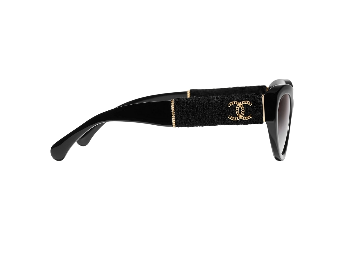CHANEL Acetate Tweed CC Cat Eye Sunglasses Black Chanel Acetate Tweed CC Cat Eye Sunglasses 71550A Black  main image 4