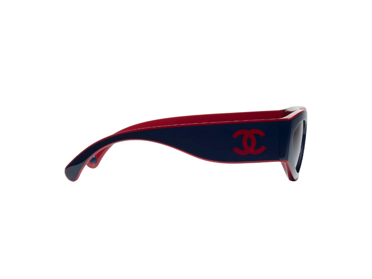 CHANEL Burgundy Cat Eye Frame Gray Gradient Lenses Sunglasses Chanel Cat Eye Sunglasses In Burgundy And Navy Blue Nylon  main image 4