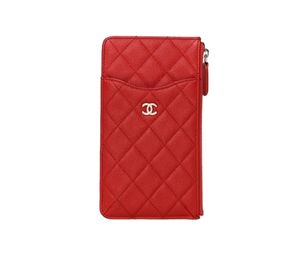 SASOM  Chanel Caviar Quilted Classic Flat Wallet Pouch Red