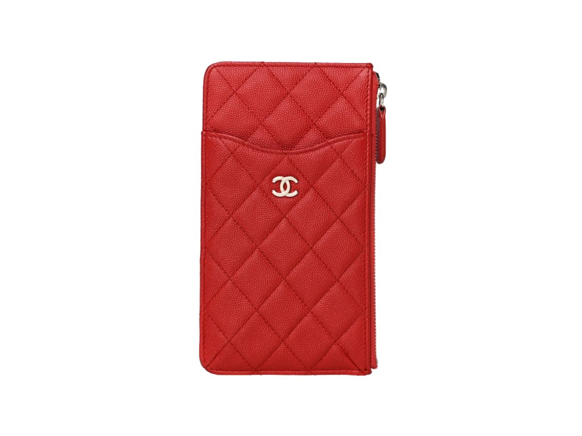 SASOM  Chanel Caviar Quilted Classic Flat Wallet Pouch Red