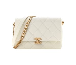 SASOM  Chanel Caviar Quilted Small Chain Melody Flap White