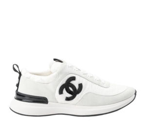 Buy Chanel CC Logo Trainers Sneakers In Suede Calfskin And Nylon White at Sasom – Authentic and Ready to Ship