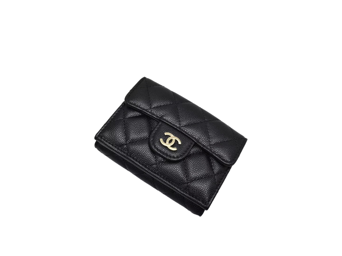Chanel CC Matelasse Classic Small Tri-fold wallet In Caviar