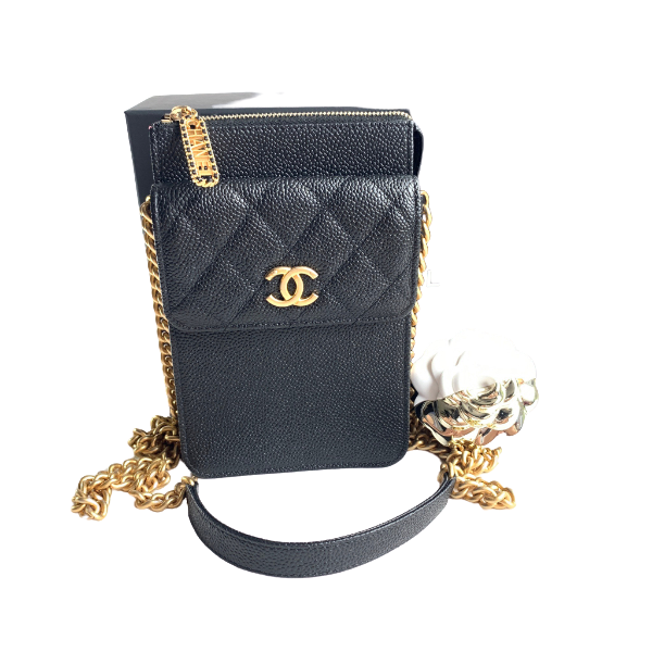SASOM  bags Chanel Phone Bag with Chain in Black GHW Holo 29 Check the  latest price now!