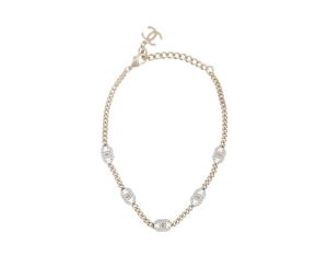 Buy Chanel Choker In Metal-Strass-Gold With Silver CC Logo Detail Crystal at Sasom – Authentic and Ready to Ship