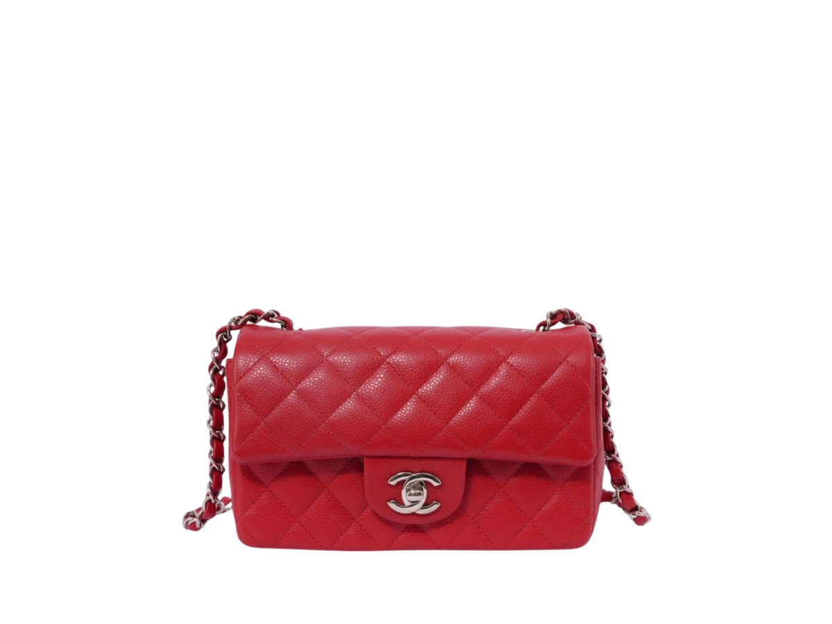 Chanel Classic 8 Caviar In Red Leather With Sliver Hardware