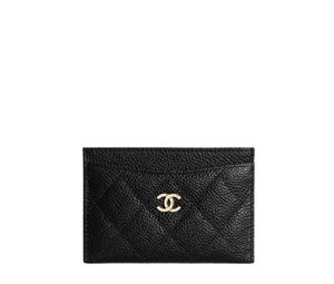 Chanel Classic Card Holder In Grained Calfskin With Gold-Tone Metal Black