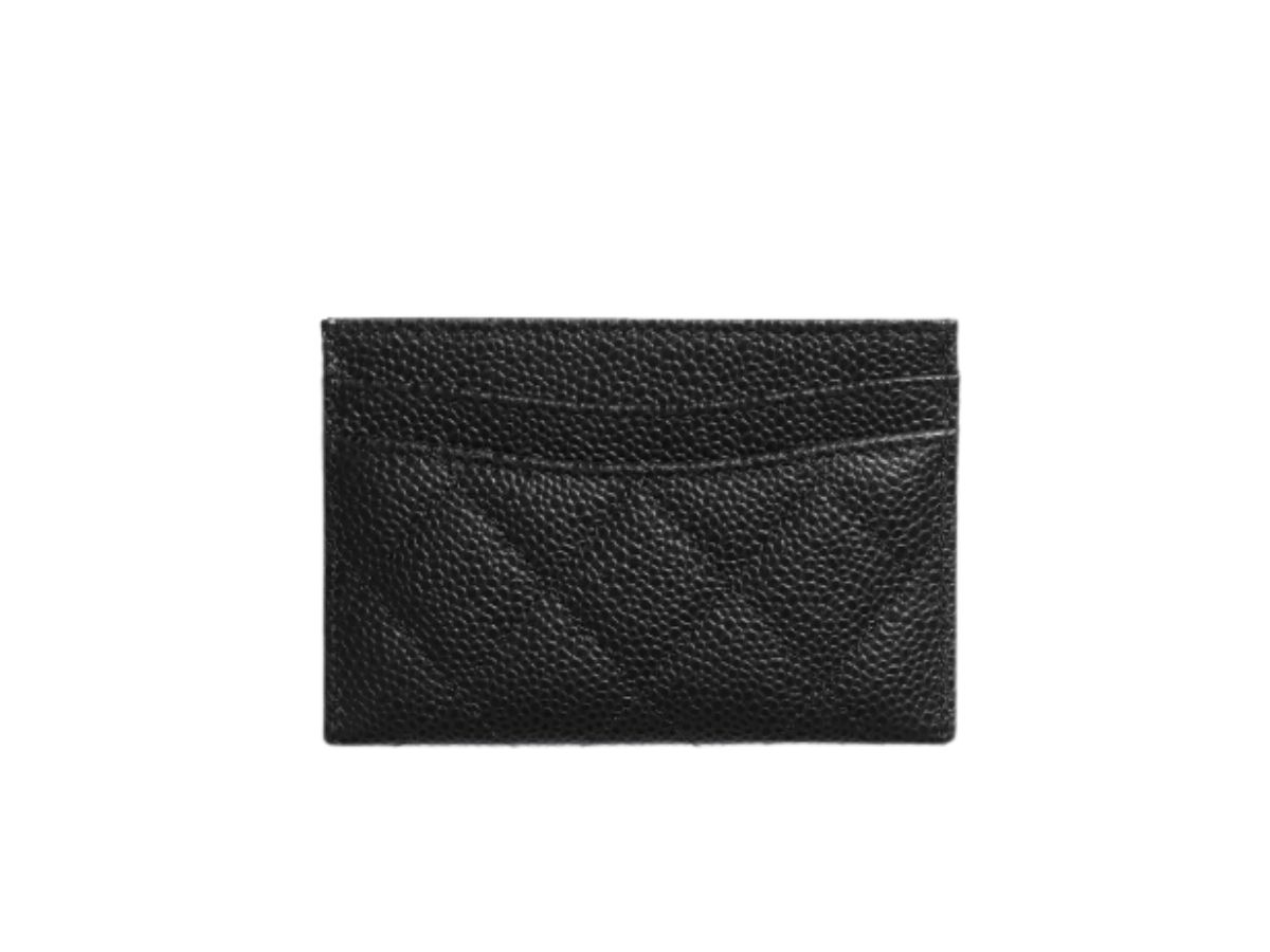 CARD HOLDER IN GRAINED CALFSKIN - BLACK