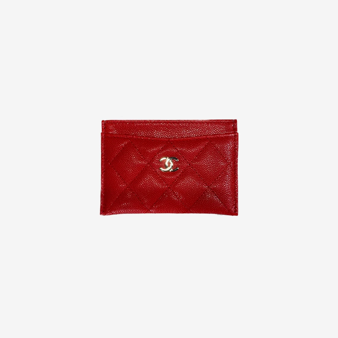 カードケース・名刺入れ Chanel Classic Card Holder Grained Calfskin & Gold Red Classic card holder - Grained calfskin & gold-tone metal