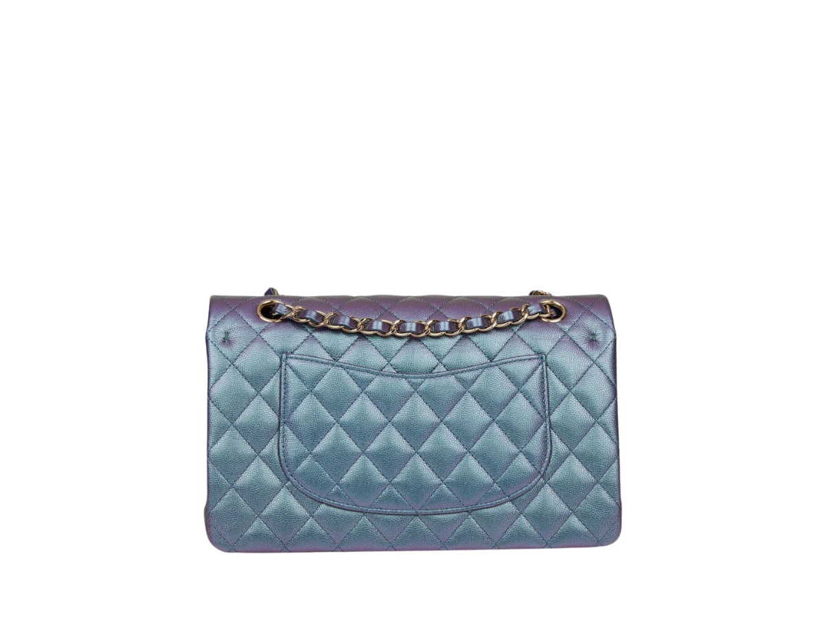 CHANEL Iridescent Caviar Quilted Medium Double Flap Dark Blue 1218492