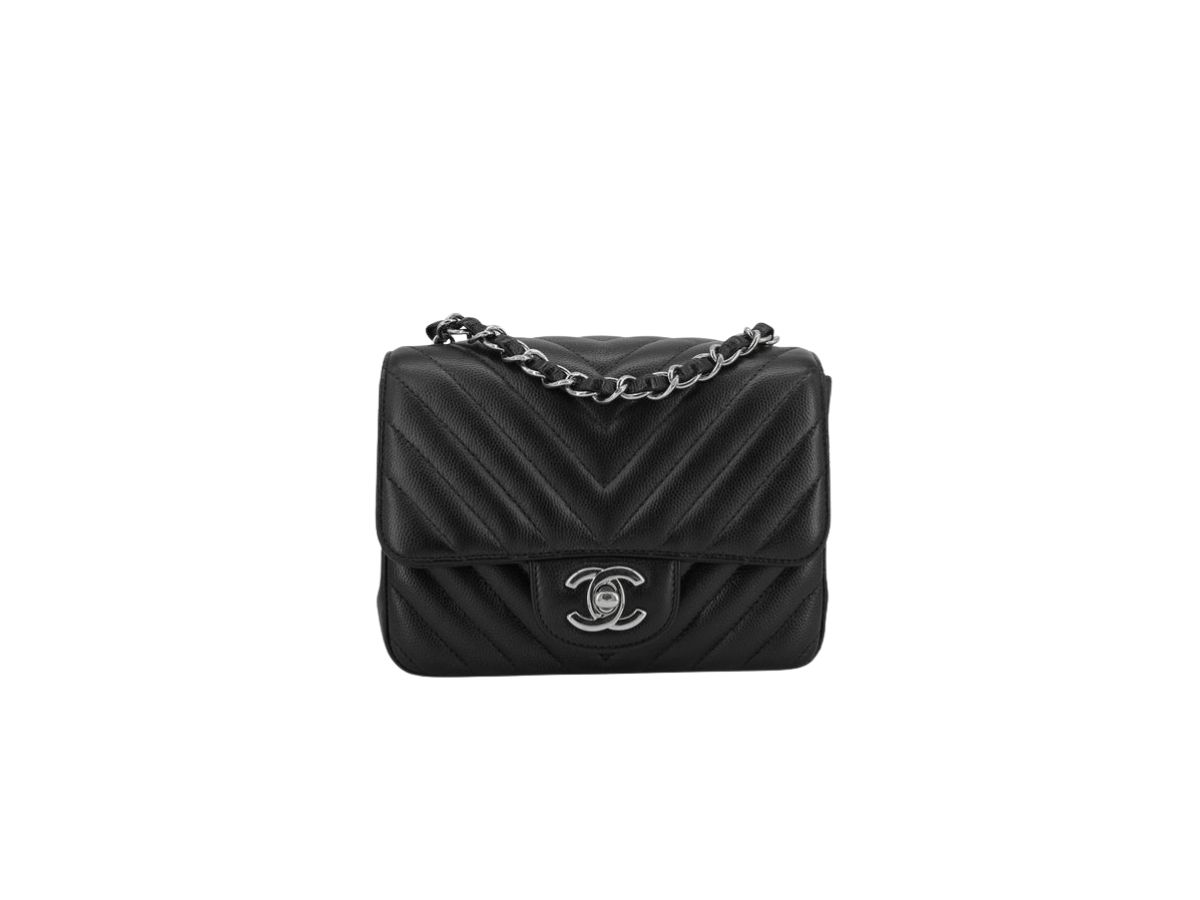 SASOM  bags Chanel Classic Mini Square Flap Bag In Chevron Grained  Calfskin With Silver-Tone Metal Black Check the latest price now!