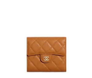 Chanel Classic Small Flap Wallet In Lambskin With Gold-Tone Metal Brown
