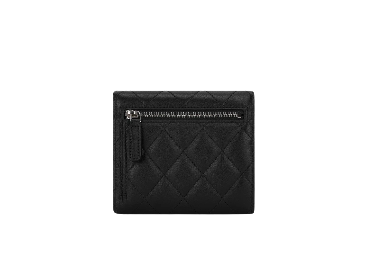 Classic small flap wallet - Lambskin & gold-tone metal, black