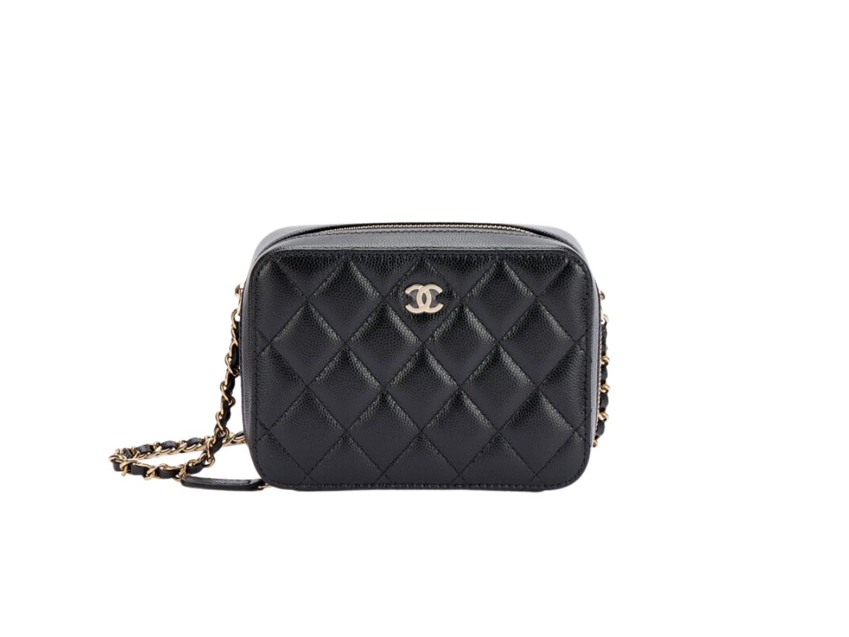 CHANEL Caviar Quilted Small Vanity Case With Chain Black 1259719   FASHIONPHILE