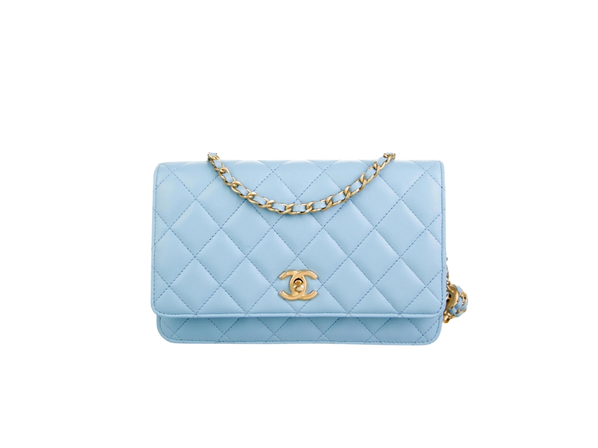Chanel AS4041 Flap Classic Bag CF Camellia Lambskin Lake Blue Gold