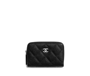 Chanel Classic Zipped Coin Purses In Grained Calfskin With Silver-Tone Metal
Black